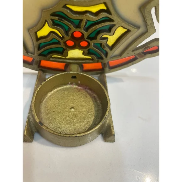 Vintage Stained Glass Rocking Horse Table Top Tea Light Candle Holder Christmas - Picture 4 of 7